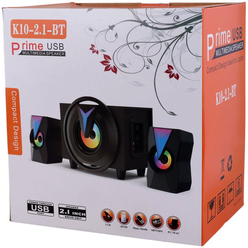 اسپیکر سه تکه بلوتوثی Prime مدل K10-2.1-BT به همراه ریموت کنترل