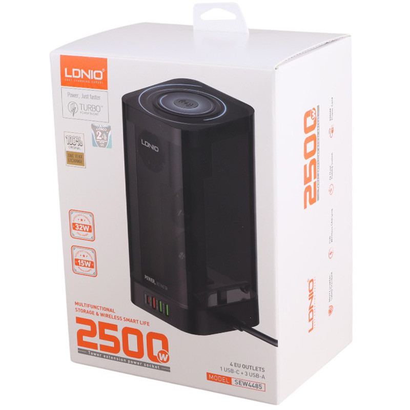چند راهی برق الدینیو مدل SEW4485 با کابل 200 سانتی متری و 3 پورت USB و 1 عدد تایپ سی