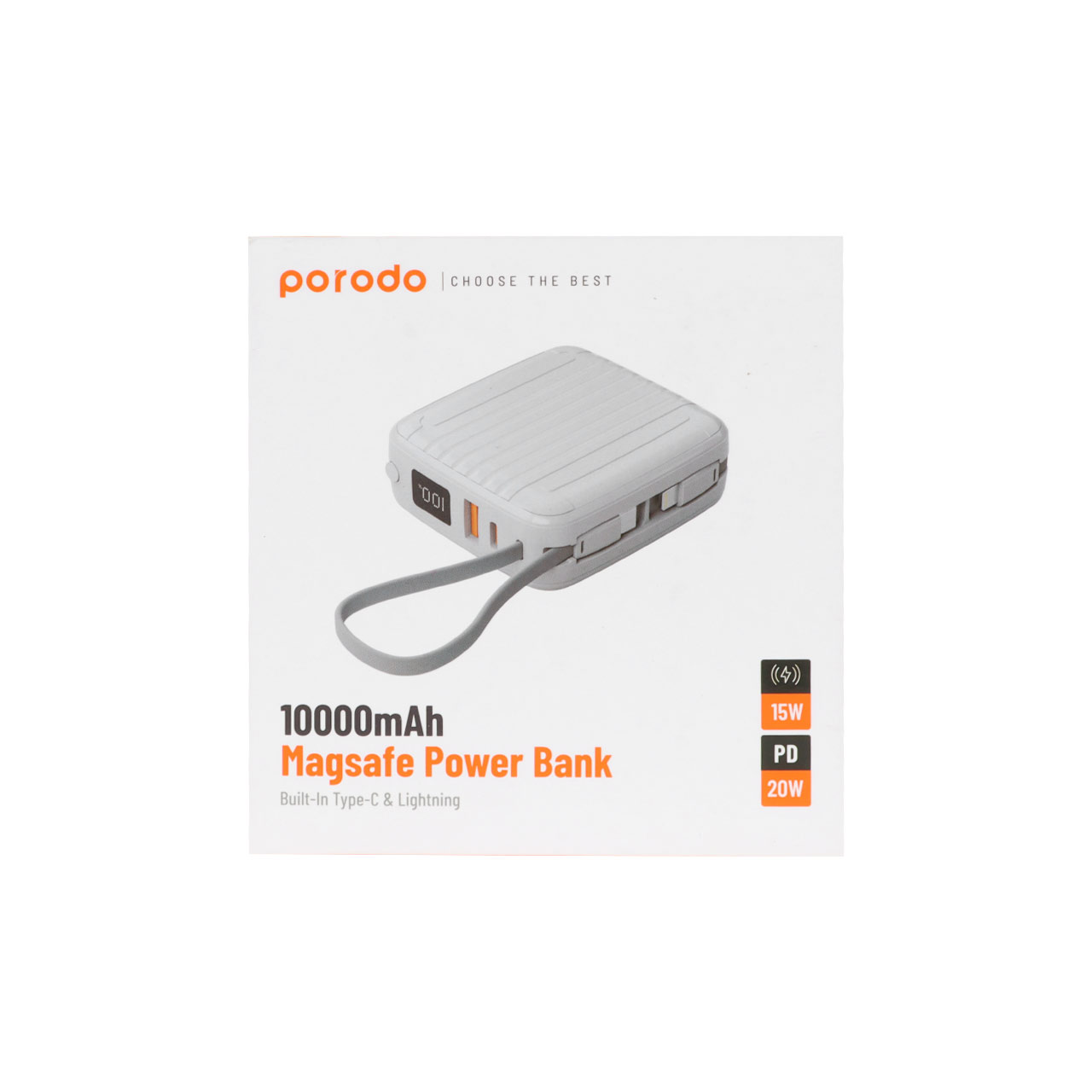 پاوربانک پرودو مدل PD-PBFCH041-WH 20W ظرفیت 10000 میلی آمپر