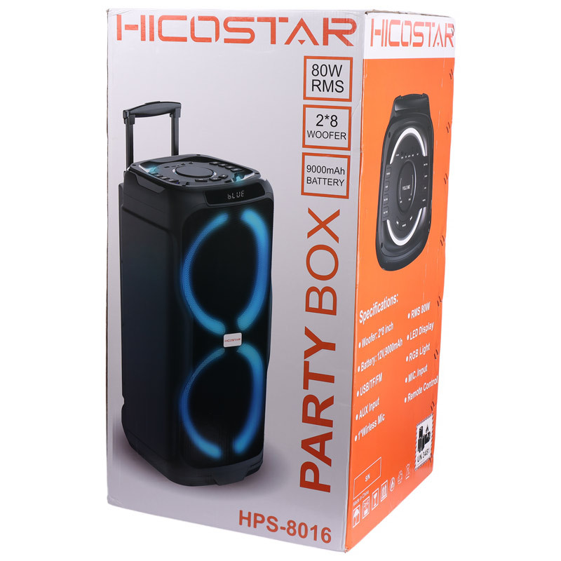 اسپیکر چمدانی بلوتوثی هایکو استار مدل Party Box HPS-8016 به همراه میکروفون