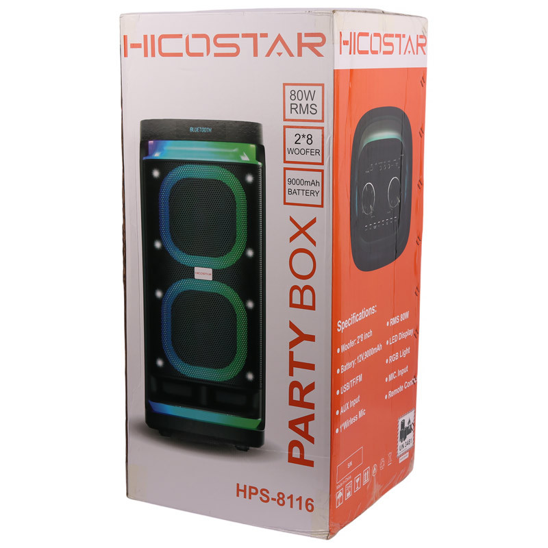 اسپیکر چمدانی بلوتوثی هایکو استار مدل Party Box HPS-8116 به همراه میکروفون و ریموت کنترل