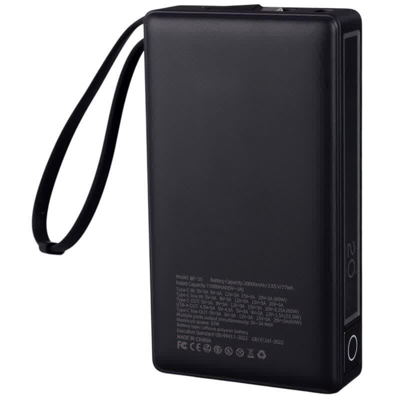 پاور بانک فست شارژ بیوا مدل BP-025 PD 65W با ظرفیت 20000 میلی آمپر ساعت