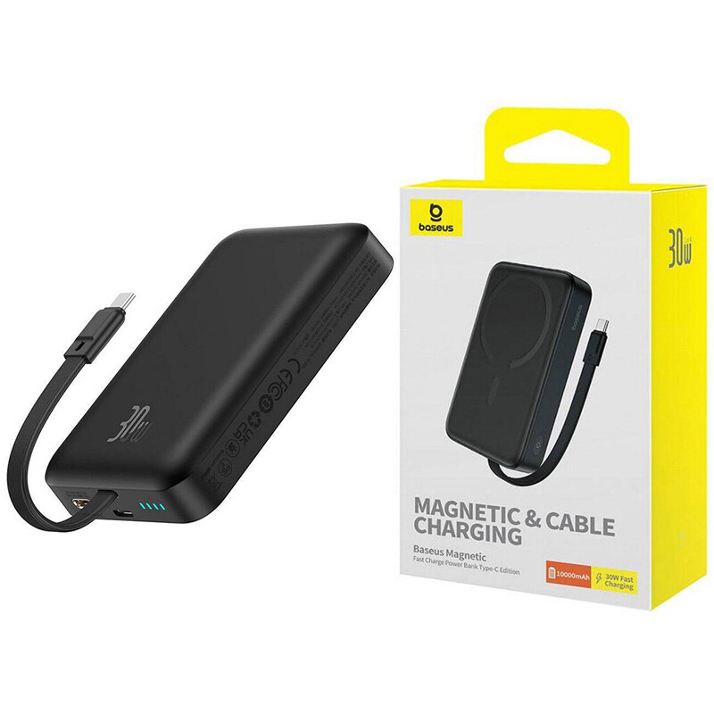 پاور بانک بی سیم فست شارژ باسئوس مدل Magnetic P1002210b113 PD 30W با ظرفیت 10000 میلی آمپر ساعت
