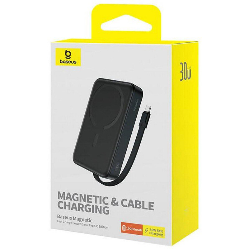 پاور بانک بی سیم فست شارژ باسئوس مدل Magnetic P1002210b113 PD 30W با ظرفیت 10000 میلی آمپر ساعت