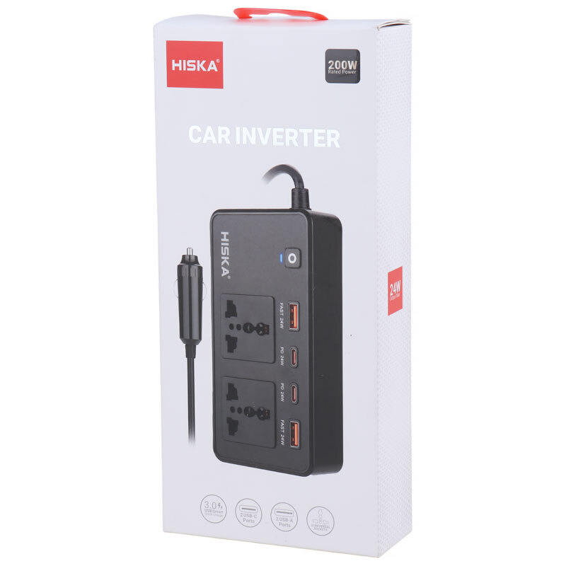 شارژر فندکی و چند راهی هیسکا مدل CH-5519 با حداکثر توان خروجی 200 وات