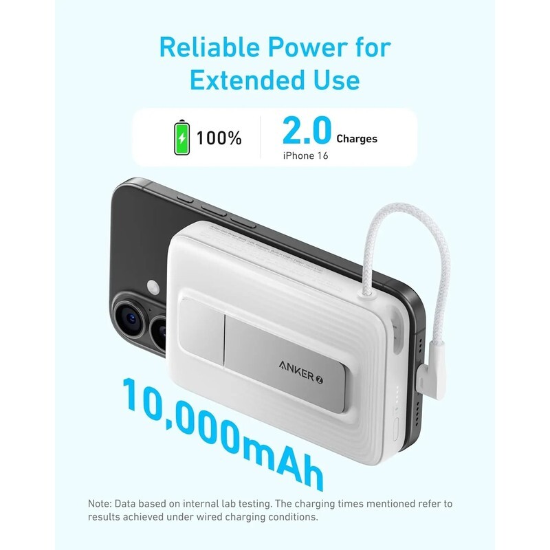 پاور بانک بی سیم فست شارژ انکر مدل A1685H11 PD 30W با ظرفیت 10000 میلی آمپر ساعت