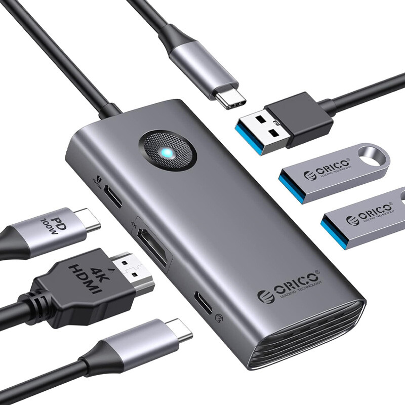هاب 6 پورت اوریکو Type-C به USB 3.0/Type-C/HDMI مدل PW11-6P