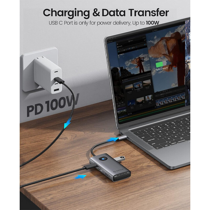 هاب 6 پورت اوریکو Type-C به USB 3.0/Type-C/HDMI مدل PW11-6P