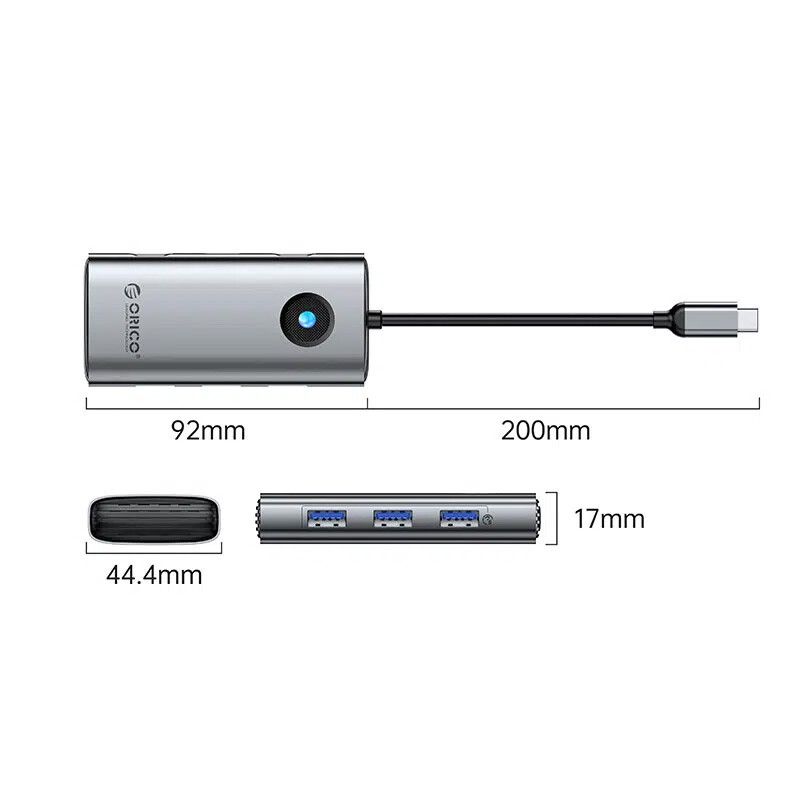 هاب 6 پورت اوریکو Type-C به USB 3.0/Type-C/HDMI مدل PW11-6P