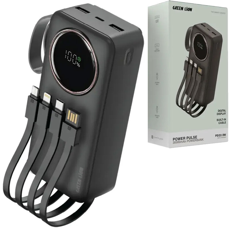 پاور بانک فست شارژ گرین لاین مدل Power Pulse GL-PX13 PD QC3.0 22.5W ظرفیت 30000 میلی آمپر ساعت
