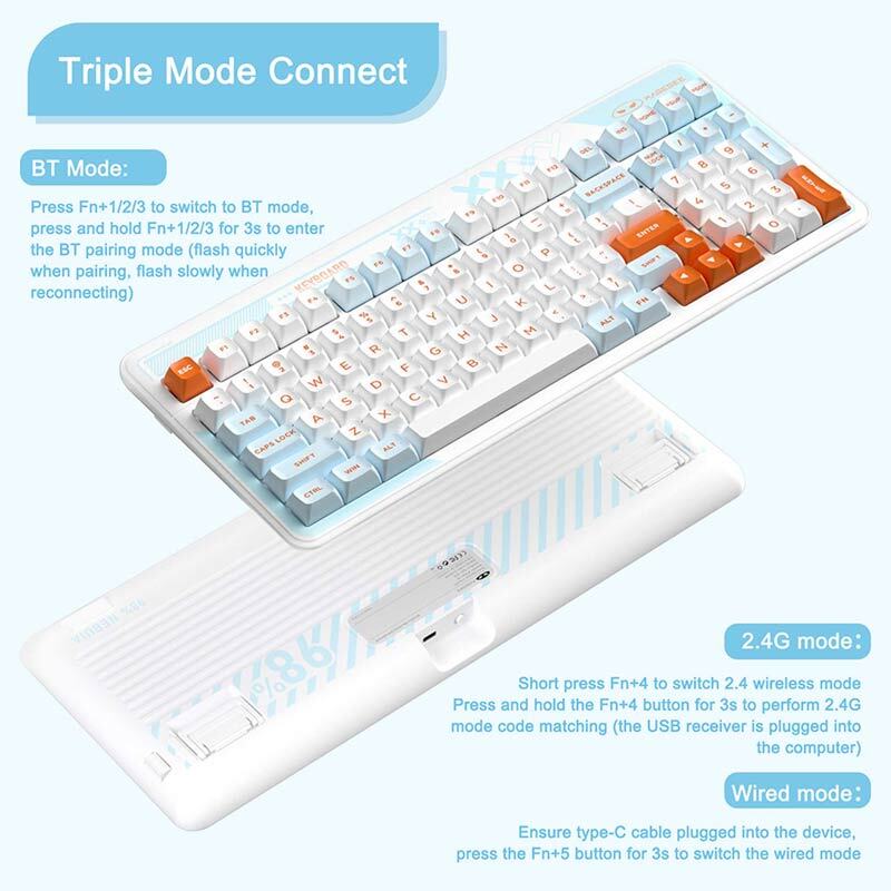 کیبورد بی سیم گیمینگ مدل KW99 با سوئیچ مکانیکال