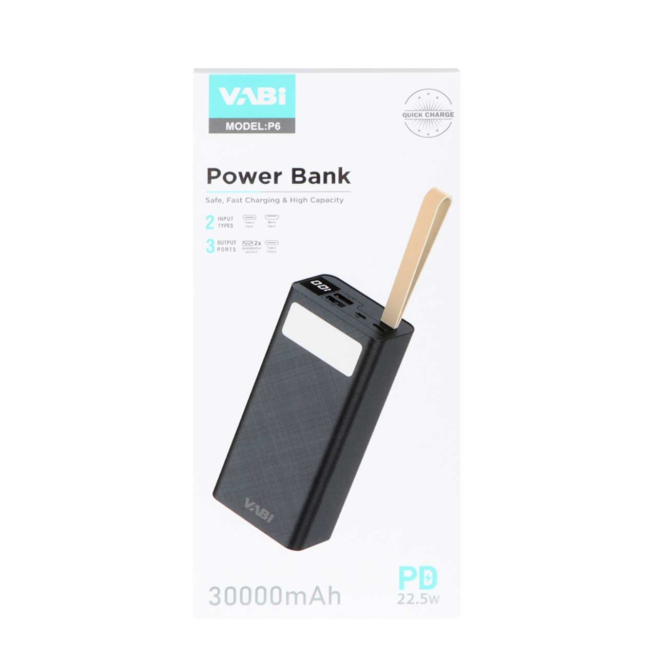پاوربانک وابی مدل P6 22.5W با ظرفیت 30000 میلی‌آمپر ساعت
