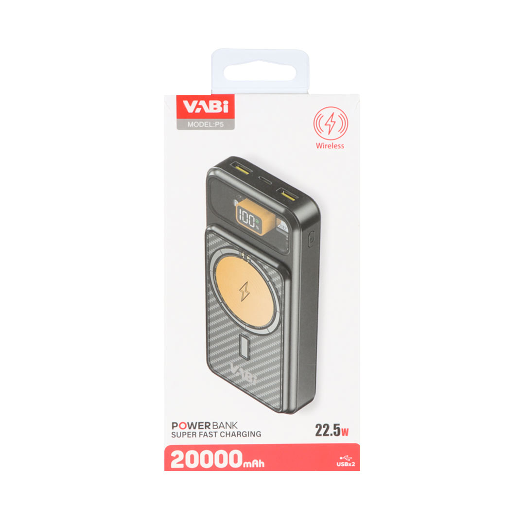 پاوربانک وابی مدل P5 22.5W با ظرفیت 20000 میلی‌آمپر ساعت
