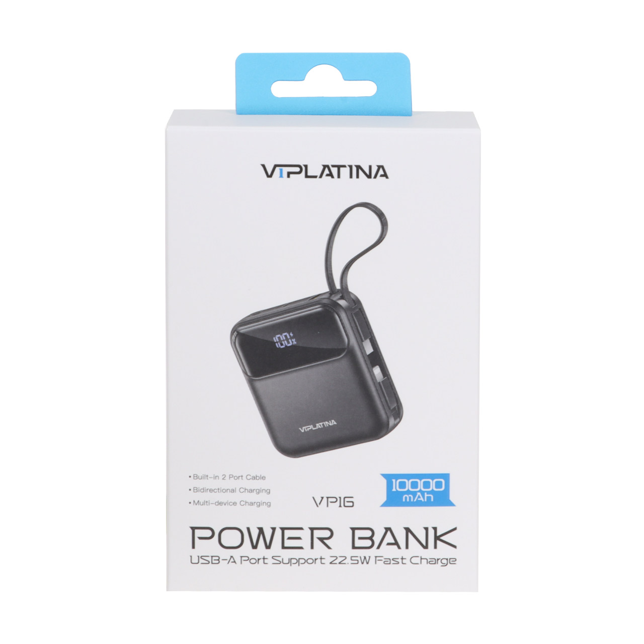 پاوربانک VIPLATINA مدل VP16 22.5W با ظرفیت 10000 میلی‌آمپر ساعت