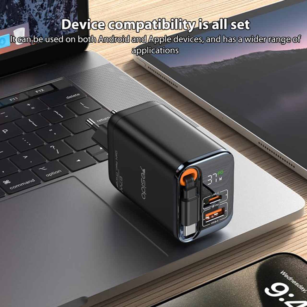 شارژر دیواری سه پورت یسیدو مدل YC100 67W