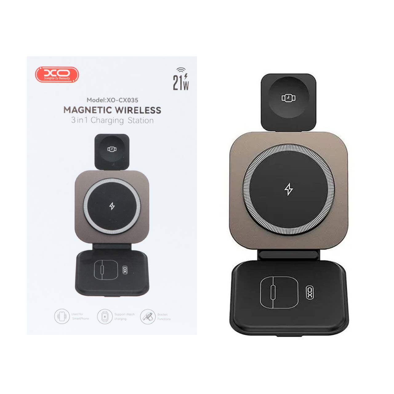 شارژر وایرلس سه کاره XO مدل CX035