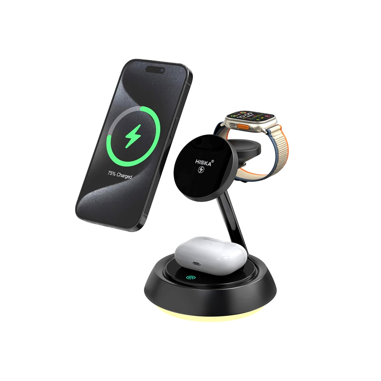 شارژر وایرلس سه کاره هیسکا مدل HR-13