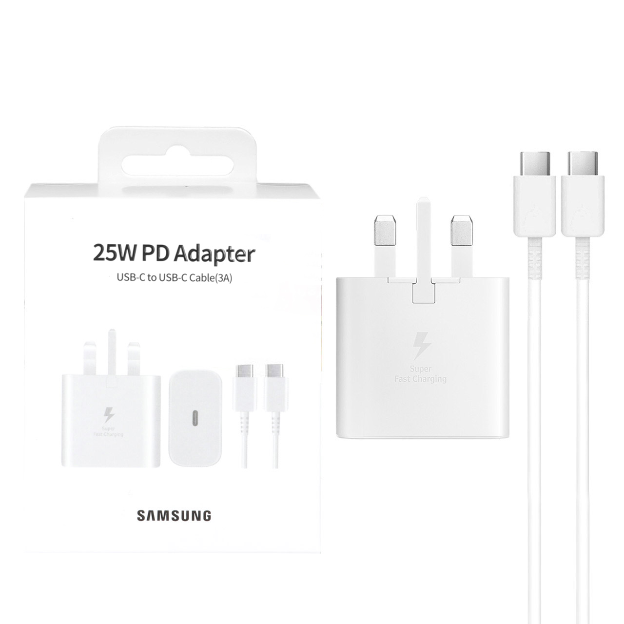 شارژر دیواری 25 وات سامسونگ مدل EP-TA800 سه پین به همراه کابل Type-C