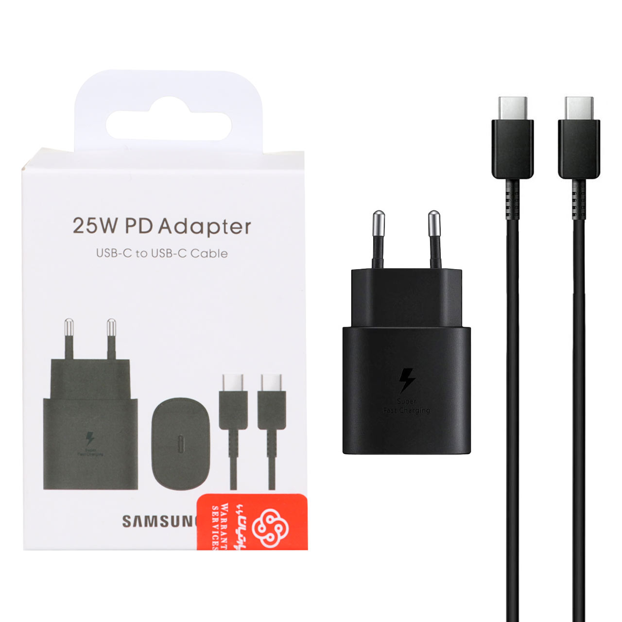 شارژر دیواری فست تک پورت سامسونگ Type-C مدل EP-TA800 25W به همراه کابل شارژ