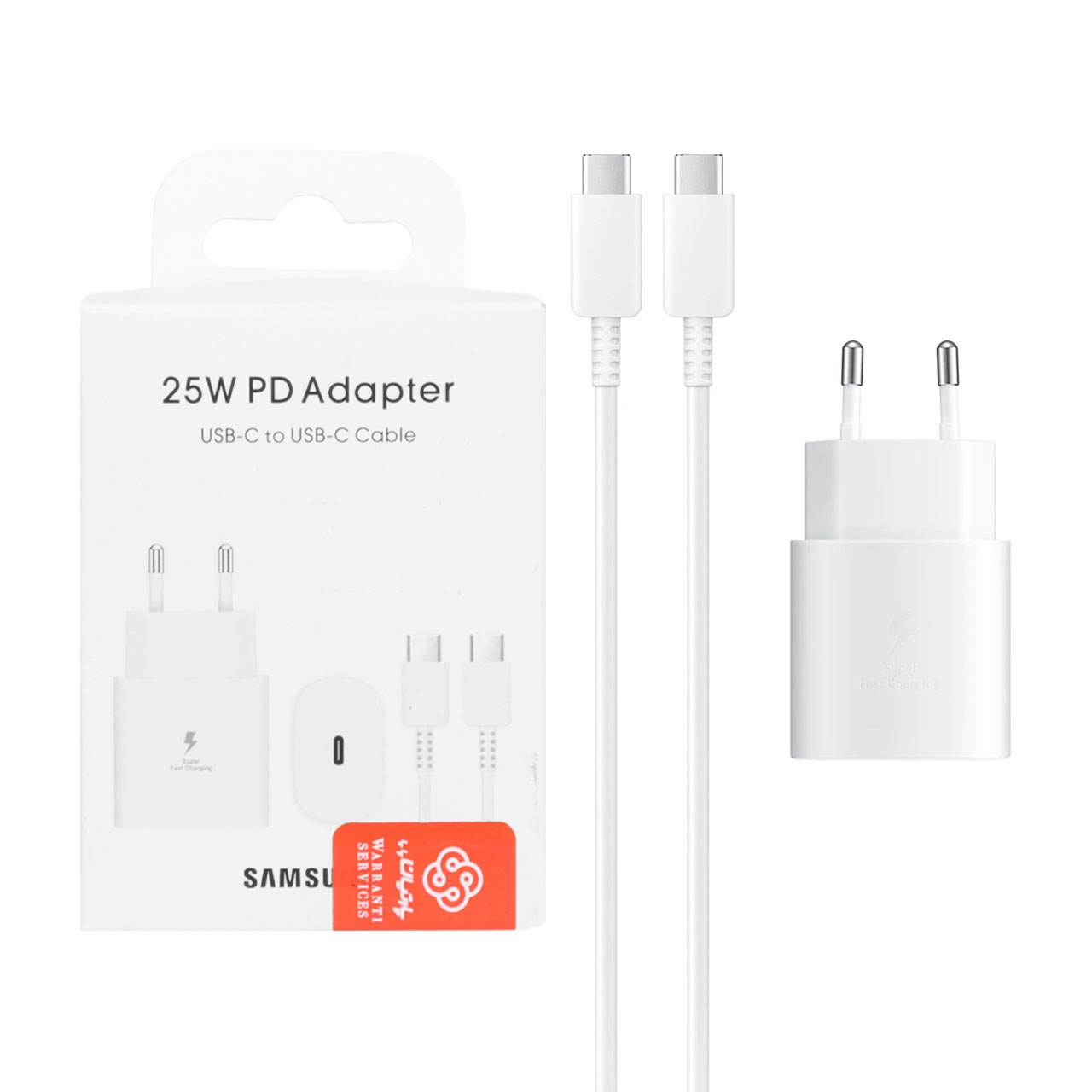 شارژر دیواری فست تک پورت سامسونگ Type-C مدل EP-TA800 25W به همراه کابل شارژ دو سر Type-C