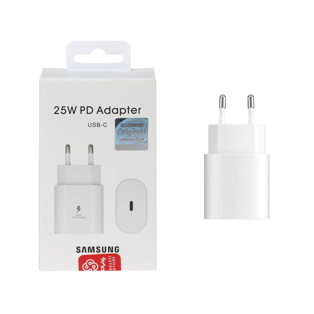 شارژر دیواری 25 وات دو پین با قابلیت فست شارژ و PD، برند سامسونگ مدل TA800