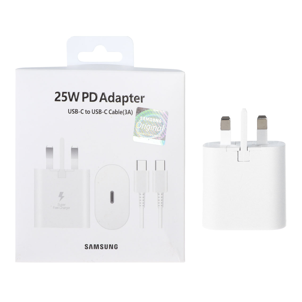 شارژر دیواری سه پین فست شارژ و PD تک پورت سامسونگ مدل EP-TA800 25W به همراه کابل شارژ Type-C